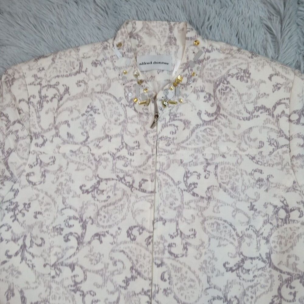 Alfred Dunner Jacket Womens 16 Linen Blend Bling Zip Up Pockets Lightweight - Picture 5 of 12